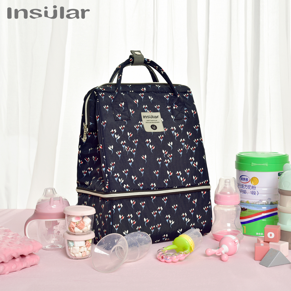 

Large Capacity Diaper Bag Backpack Waterproof Maternity Bag Two-layer Baby Diaper Bags Mummy Breast Milk Cooler Bag For Stroller