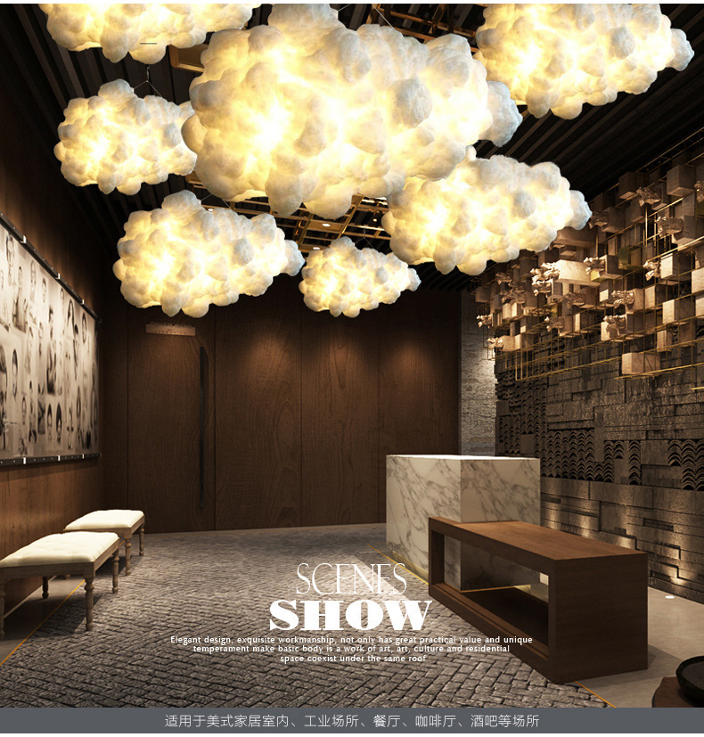 

Fashion White Cloud chandelier creative modern simple decorative art lamp hotel lobby silk Hotel lighting