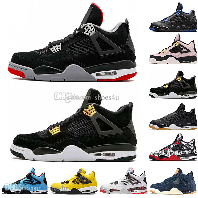 

Newest Bred 4 4s What The Cactus Jack Laser Wings Mens Basketball Shoes Denim Blue Tattoo Pale Citron Men Sports Designer Sneakers Trainers, #21