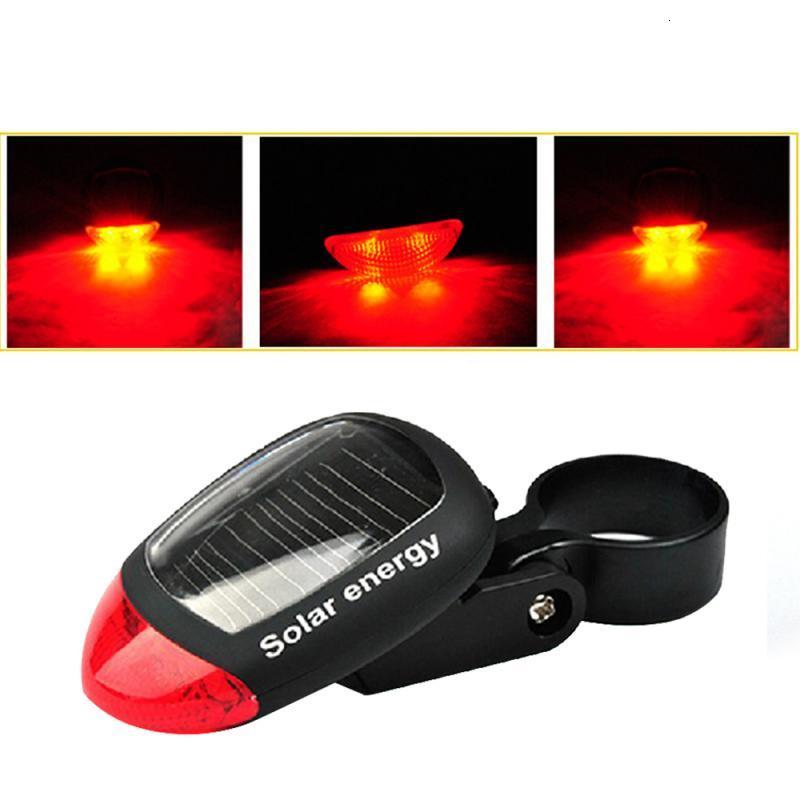Solar Rechargeable Bike Bicycle Rear Safety Led Tail Light Red Lamps Outdoor US