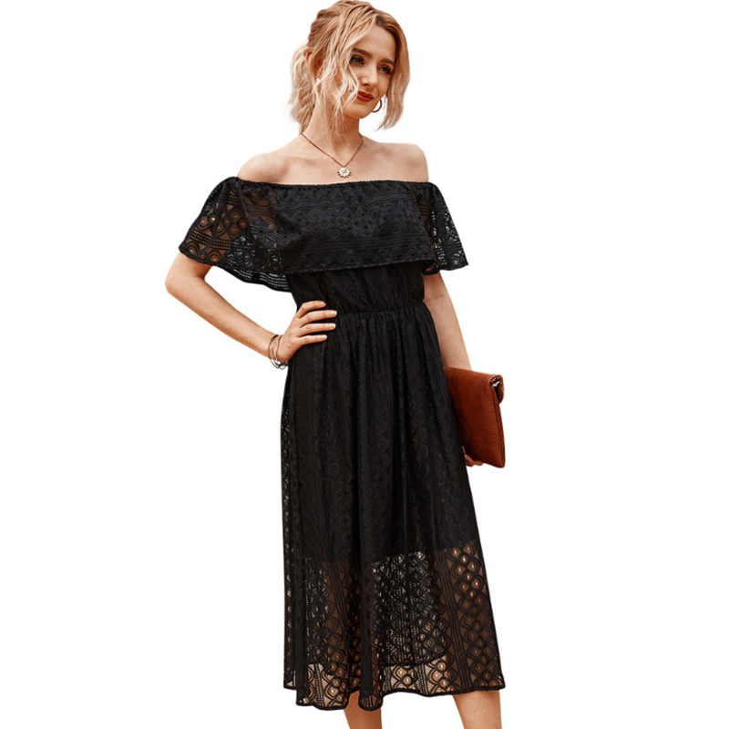 

2020 Bohemian Women Summer Dress 2020 Black Floral Boho Dresses Off Shoulder Long Vestidos Beach Sexy Sundress Casual Maxi Dress