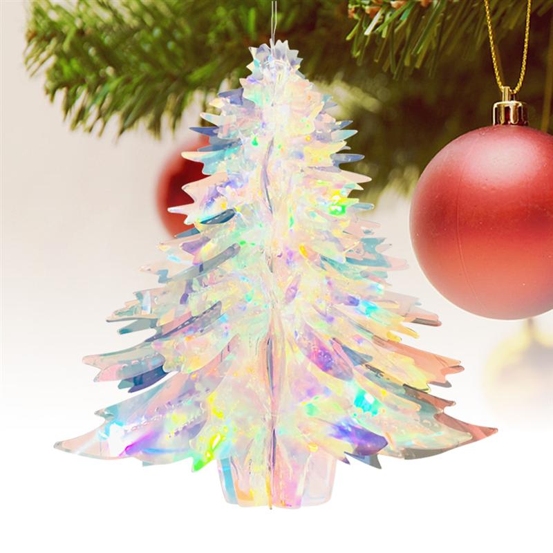 

Christmas Colorful Pendant Rainbow Xmas Tree Shape Crafts Hanging Decoration for Party Shop Window Wedding