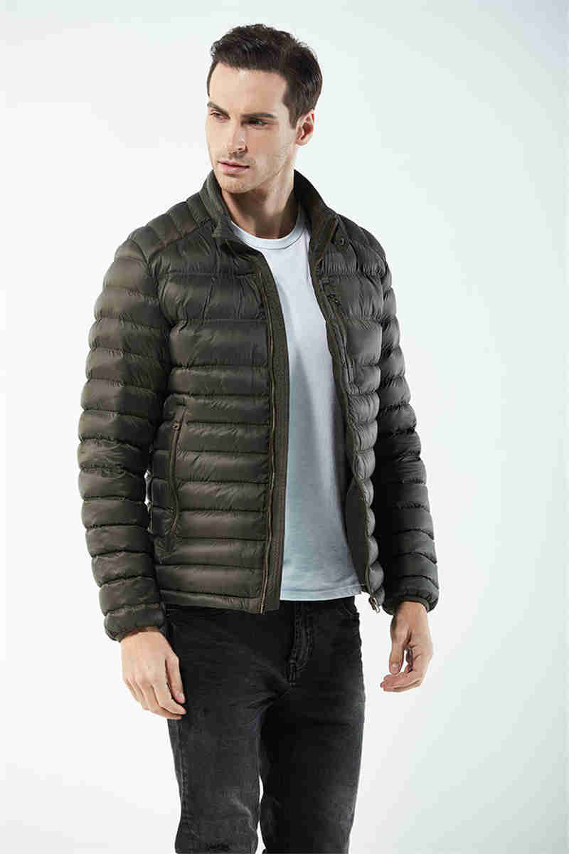 

Designer Mens Outerwears Stand Collar Plus Size Mens Down Fashion Warm Down Jackets With Zipper Male Coats, Army green