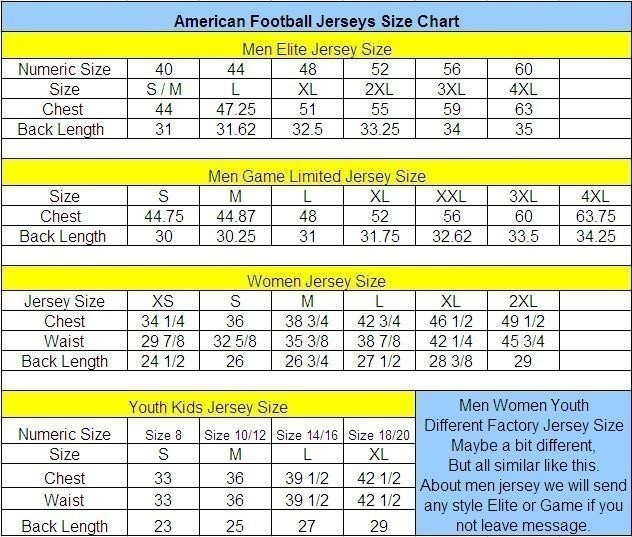 Russell Football Pants Size Chart
