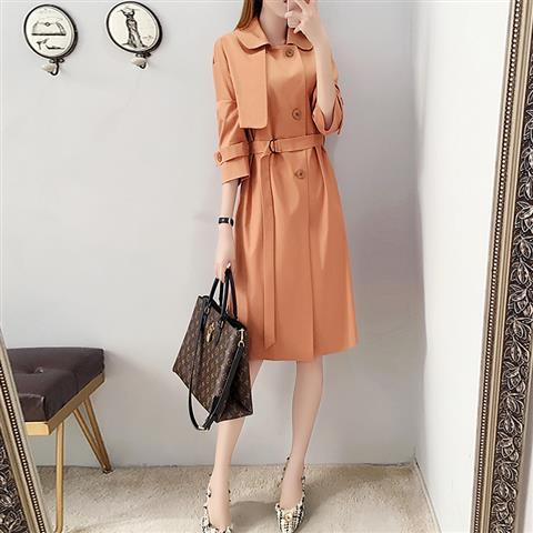 

2020 New Arrival Autumn Women Solid Color Long Cotton Outwear Loose Clothing with Belt Single Breasted Fashion Trench Coat T161, Juhongse