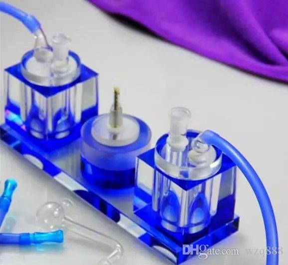 

Double crystal water bottle Wholesale Glass bongs Oil Burner Glass Water Pipes Oil Rigs Smoking Free