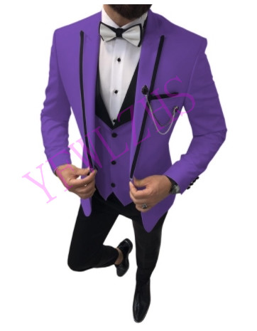 

Handsome Groomsmen Peak Lapel Groom Tuxedos Mens Wedding Dress Man Jacket Blazer Prom Dinner 3 Piece Suit(Jacket+Pants+Tie+Vest) B228, Same as image