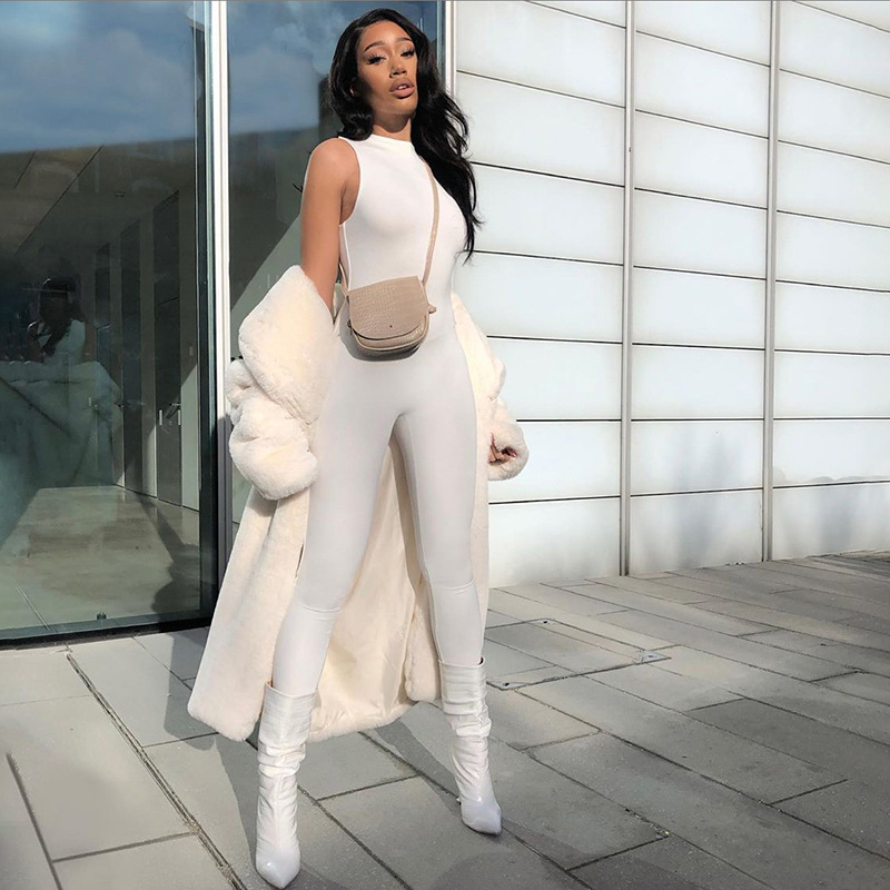 

2020 Summer Sleeveless Bodysuit Solid Yoga Jumpsuit Slim Thin Fashion Sports Wear for Women Gym Workout Set Active Wear jumpsuit, Black