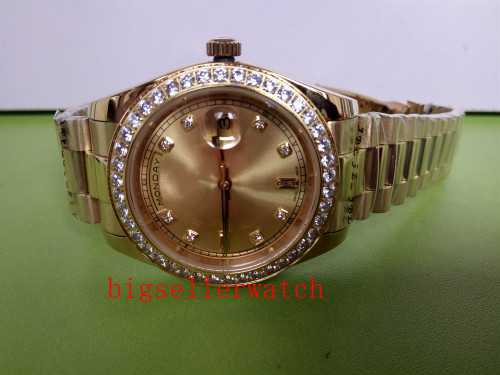 

Luxury Two Tone Original box 36mm Mens Steel Yellow Gold Diamond Dial Bezel Watch 116243 Automatic Fashion Men's Watches Wristwatch, Champagne