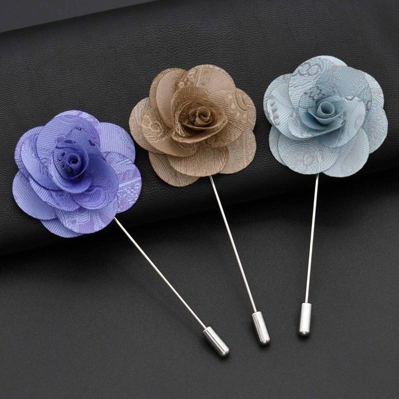 

2020 Fabric Camellia Flower Brooch Lapel Pin Long Needle Pins and Brooches for Women Men Scarf Buckle Shirt Collar Accessories