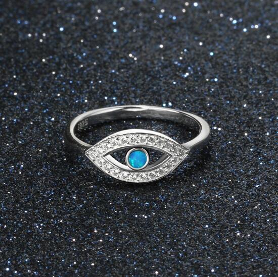 

Crystal Blue Opal Turkey Evil Eyes Rings for Women Alloy Silver Religious Jewelry Nice Gift Fashion Evil Eyes Finger Rings