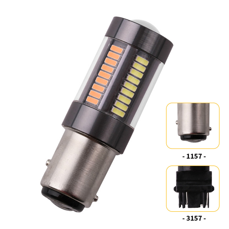 

1PCS Dual Color 1157 P21/5W BAY15D T25 3157 W21/5W 4014 66 SMD Auto LED Bulbs Turning Lights Car Brake Lamp DRL White Amber 12V, As pic