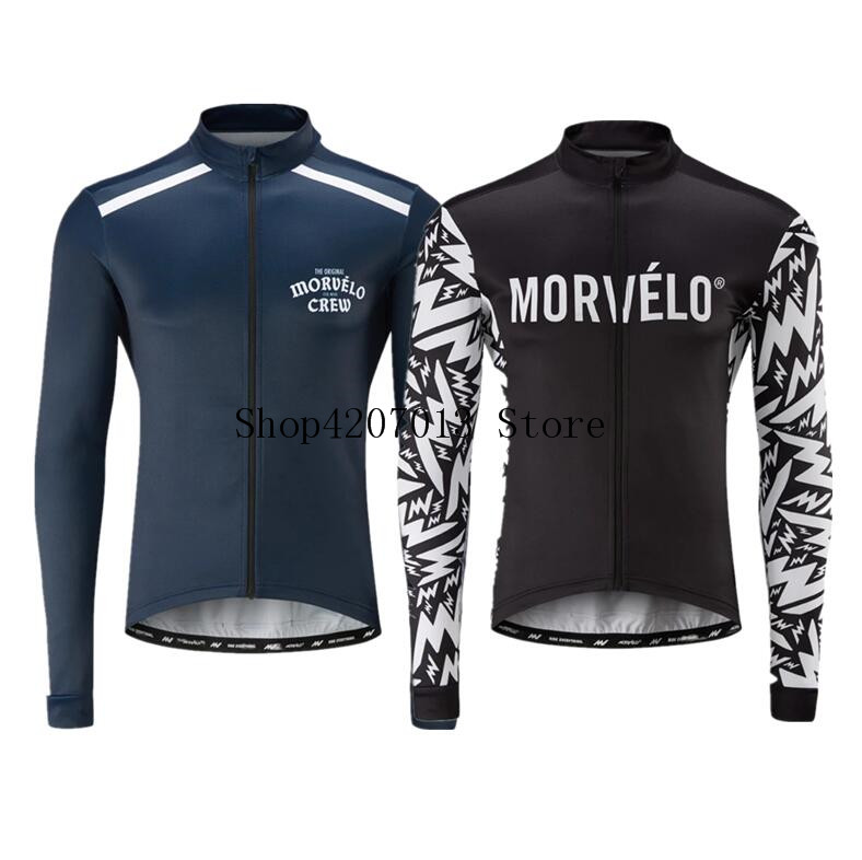 

Morvelo Men Long Sleeve Cycling Jerseys Fit Comfortable Sun-protective Road Bike MTB Top Jersey Spring Autumn Jerseys, As picture