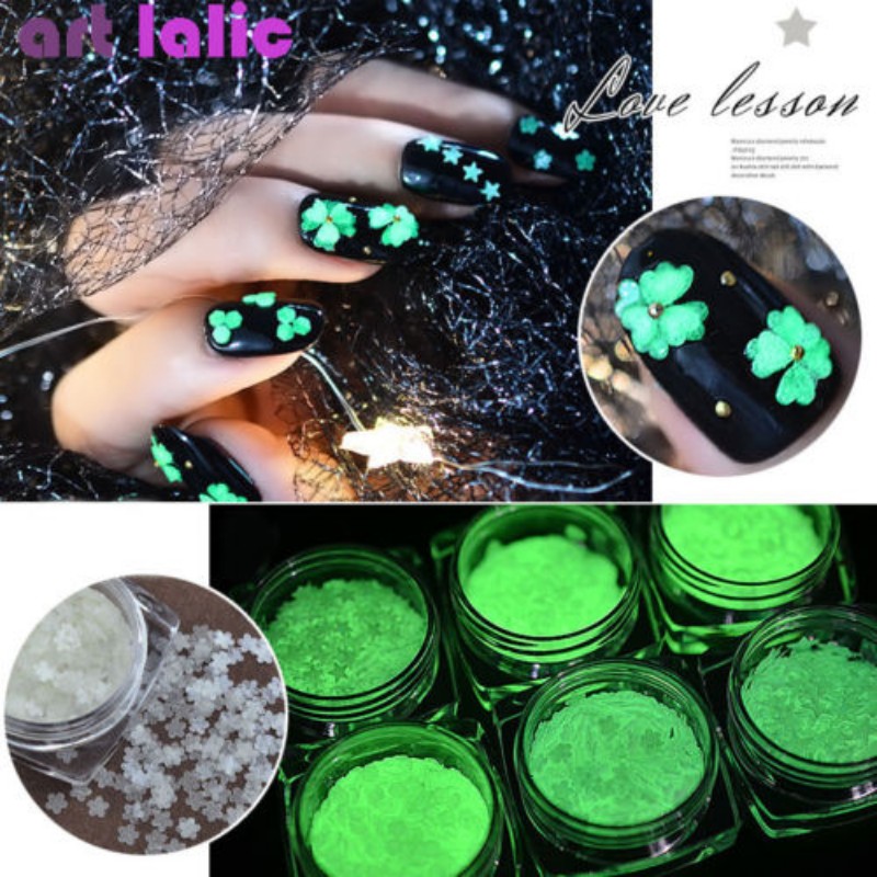

1 Box Glitter Nail Art Flakes Moon Star Sequins Luminous Glow In The Dark Fluorescent Nail Decorations DIY Tips Paillette