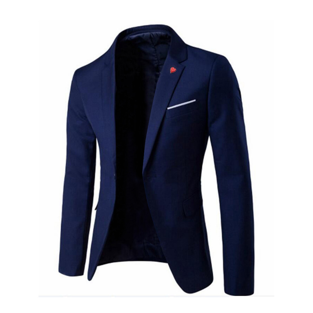 

2019 Autumn Men' Stylish Casual Solid Blazer Business Wedding Party Outwear Coat Male High-end Custom Business Suit Tops#LR3, Black