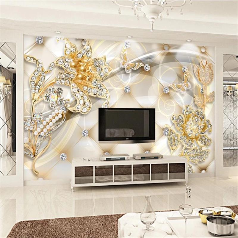 

photo wall murals wallpaper European jewelry 3d stereoscopic wallpapers background wall decoration painting, As pic