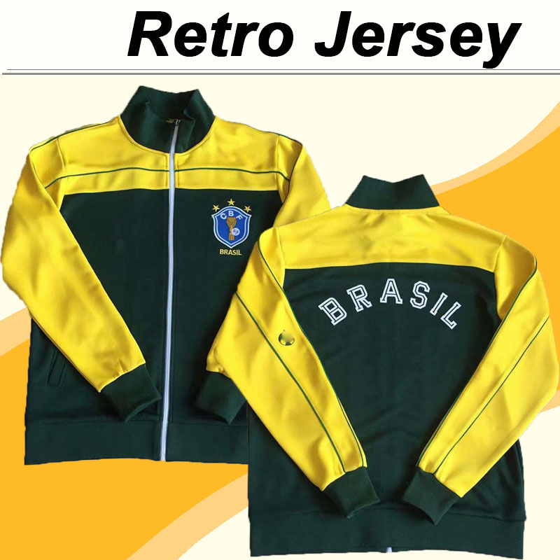 

1982 Mens Jacket Top Soccer Jerseys Brazil National Team SOCRATES FALCAO ZICO JUNIOR Football Shirt RETRO Long Sleeve Uniforms, 1982 jacket top