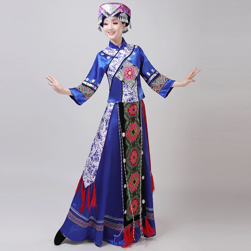 

Mongolian Costume Stage Performance Clothing Dance Skirt Gown Mongolian Dance Costume Minority Folk Clothing Apparel, Photo color