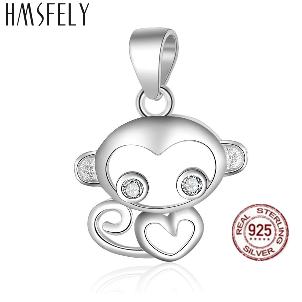 

HMSFELY Real 925 Sterling Silver Little Monkey Pendant DIY Charm Bracelet Dangles Findings For Women Necklace Jewelry Making Charms