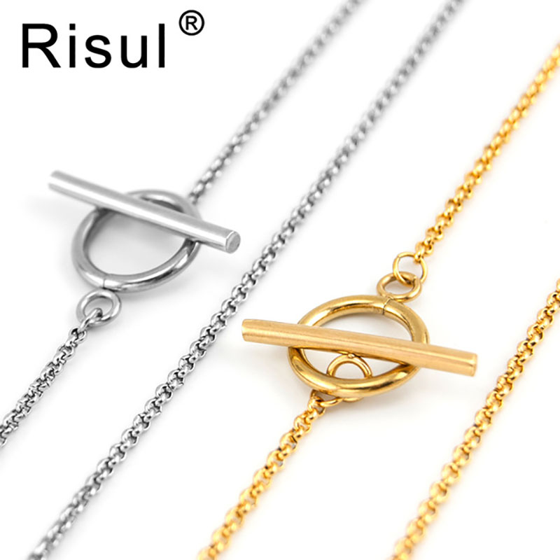 

100% Stainless Steel 2mm Rolo Link Chain Steel/Gold Long Necklace Bulk Toggle Clasp Chaine Femme Acier Inoxydable Wholesale10pcs