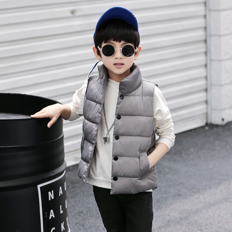 

Winter Baby Thickening Warm Waistcoats Boys Girls Down Cotton Coats Baby Simple Solid Color Vest Kids Jackets Outerwears, Gray