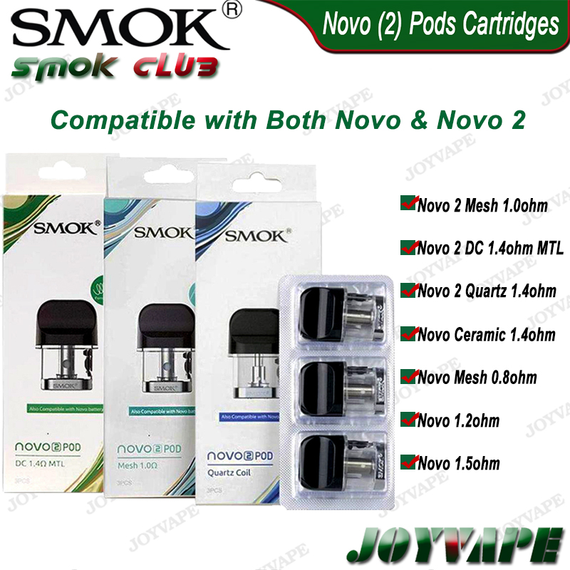 

SMOK NOVO 2 NOVO Pods Cartridges 2ml with DC/Ceramic/Quartz1.4ohm Mesh 1.0 & 0.8ohm For SMOK Novo 2 Kit