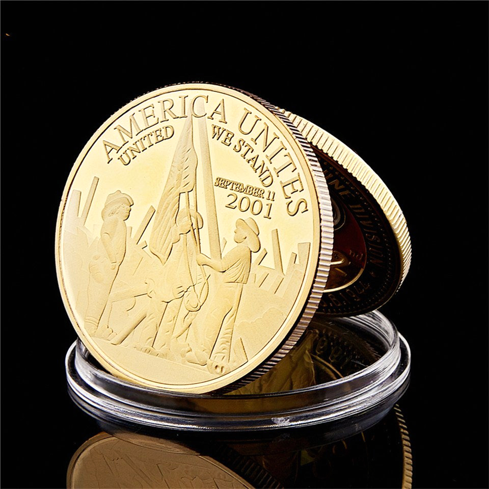 911 World Trade Center US Army Hero Anti-Terrorism Liberty Gold Plated Metal Coin Value Souvenir Medal Craft-image-522281571
