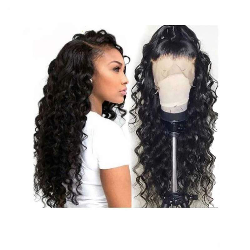 

100% Unprocessed Human Hair 360 Lace Wigs With Baby Hair 9A 10A Loose Wave Brazilian Human Wig For Black Women human hair wigs, Black;brown