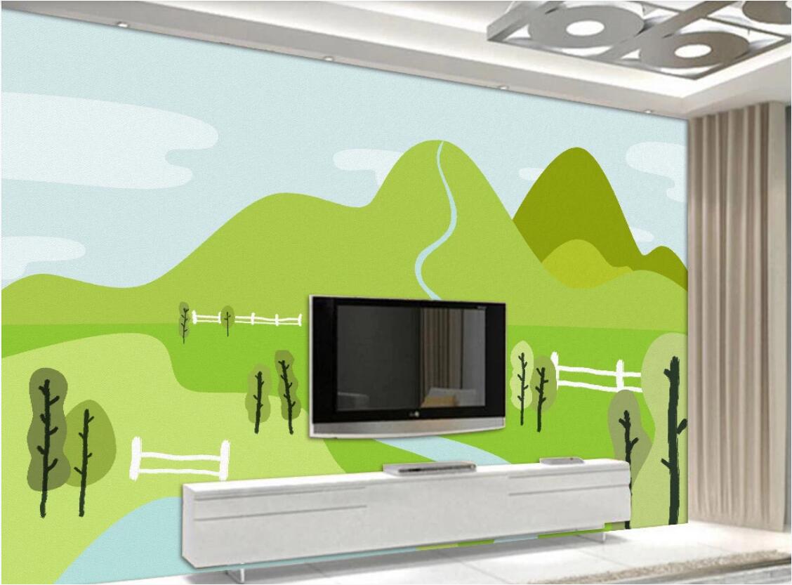 

3d room wallpaper on a wall custom photo mural Small fresh landscape pastoral scenery TV background wall decorative wallpaper for walls 3 d, Non-woven fabric