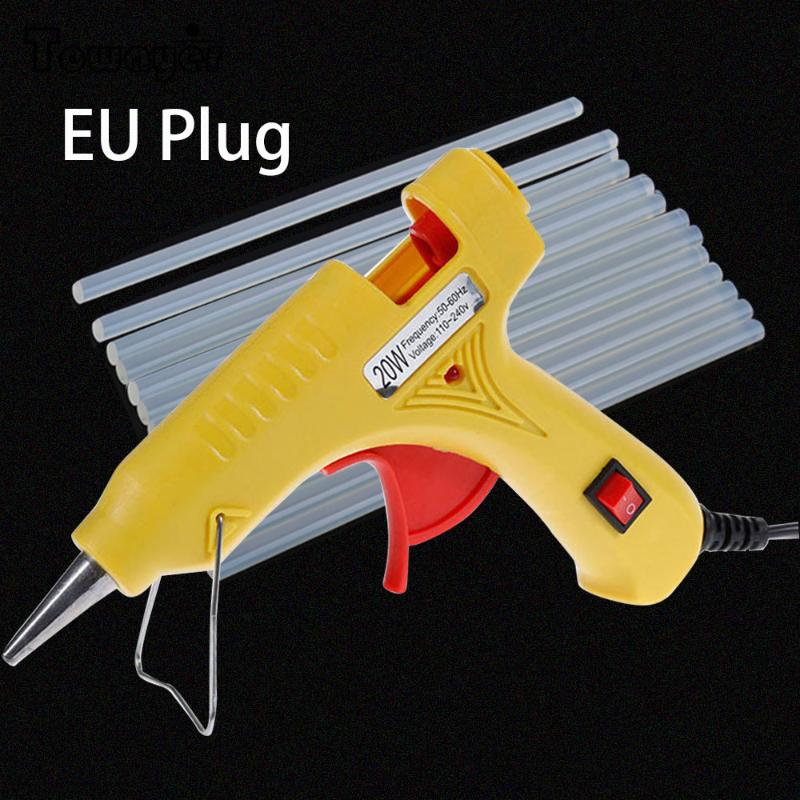 

High Temp Heater Melt Hot Glue Gun 20W 40W Repair Tool Heat Gun Mini EU with 7mm x 200mm Glue Stick EU Plug US Plug