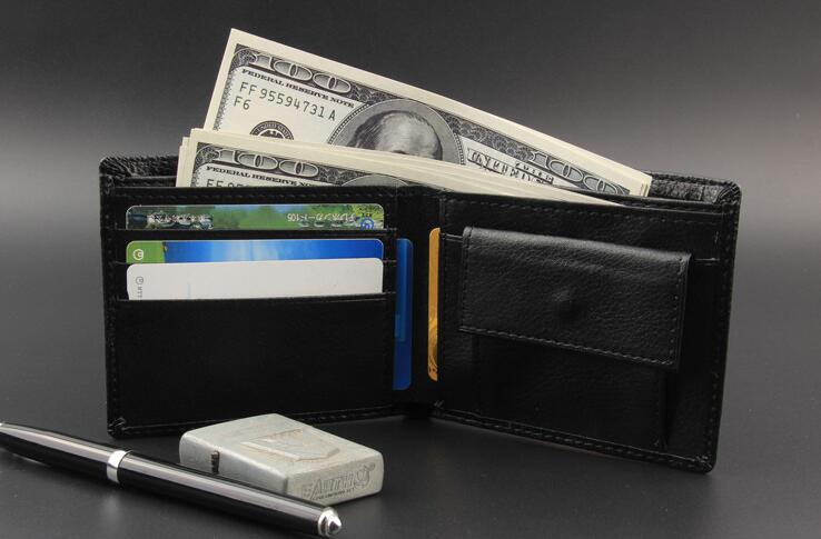 

DHL 30pcs Wallet Men Casual PU Plain Blank Black Short Open Credit Card Holder