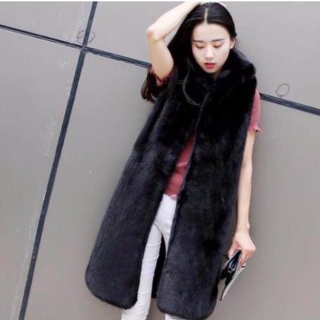 

Mink 2020 Winter Women' Faux Fur Coat Artificial Fur Vest Mink Vests Femme Jackets Plus Size Fake Gilet Q1000, Black