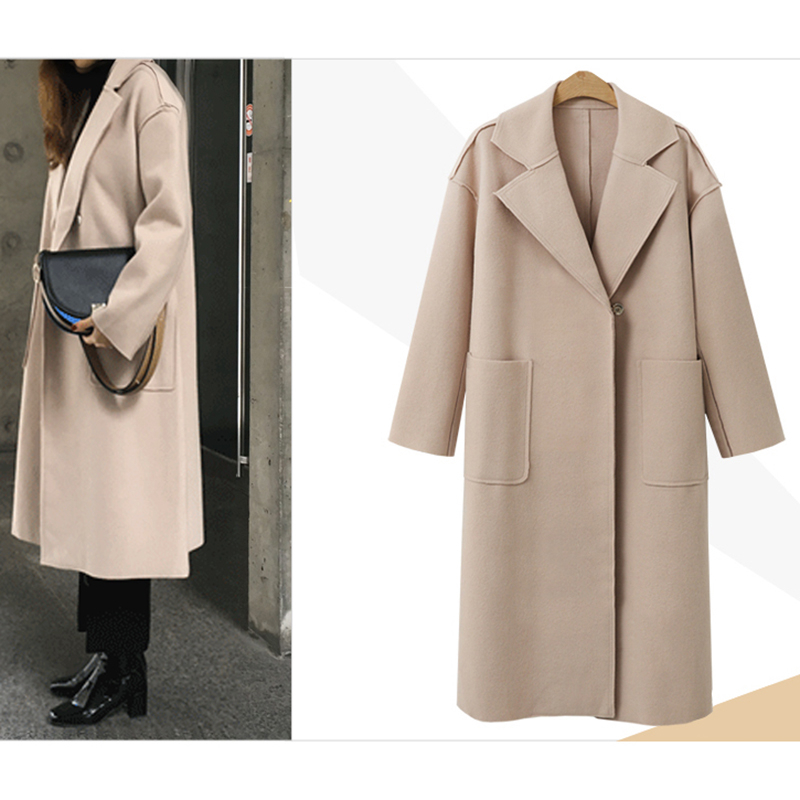 

JRNNORV Autumn Winter Trench Coat Women Long Coats Streetwear Elegant Korean Woolen Trench Coat Adjustable Waist Female, Ba3454-01