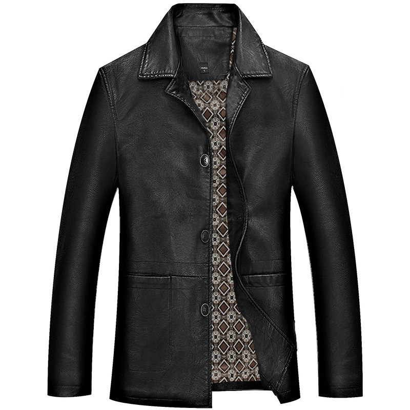 Jacket Men Sheepskin Soft PU Leather Jackets Spring Autumn Vintage Motorcycle Biker Faux Leather Jacket Business Casual Coat 4XL