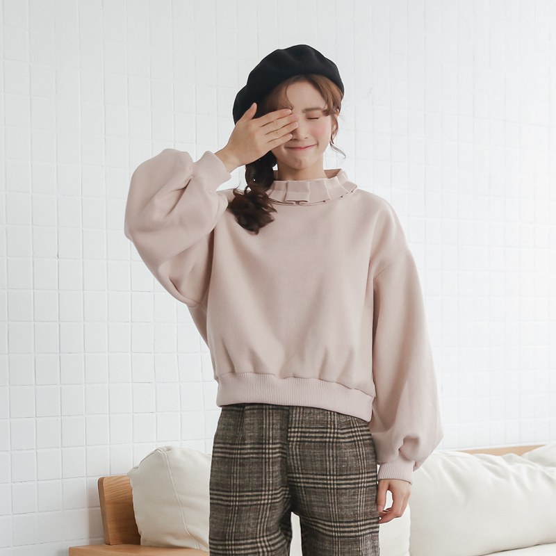 

Lace Collar Woolen Lantern Sweatshirt Women's Sweatshirts Japanese Harajuku Ulzzang Female Korean Kawaii Cute Clothing For Women, Red