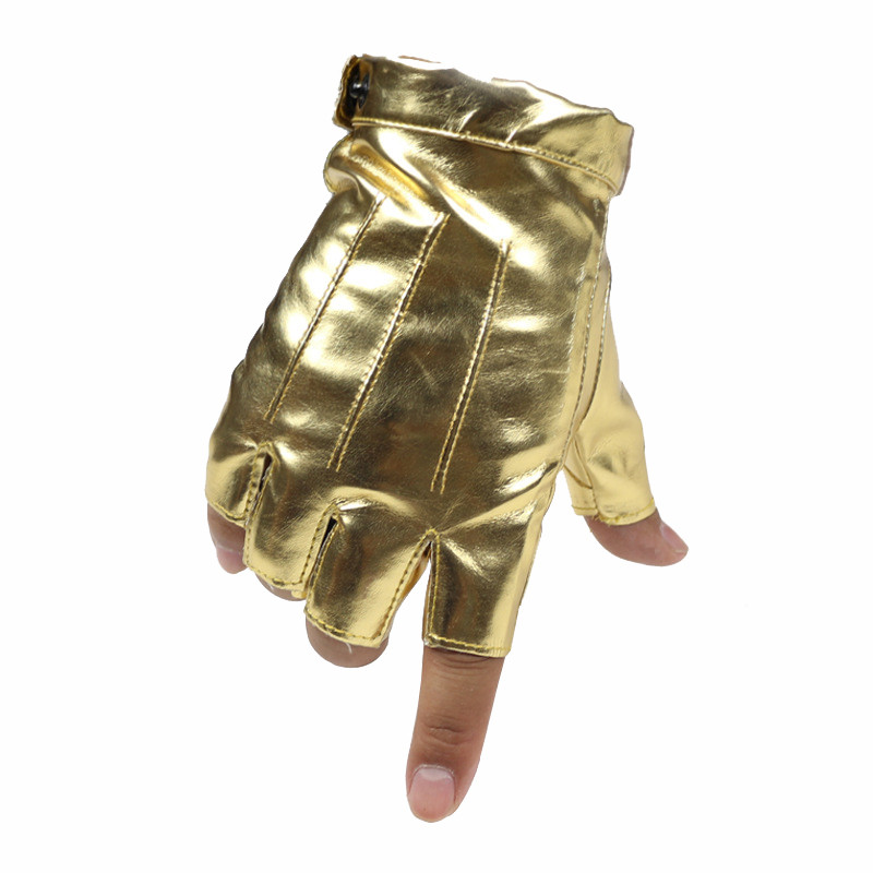 

Fashion- Male Cool Leather Gloves Fingerless Glove for Dance Party HalF Finger Sport Fitness Luvas Free Shipping