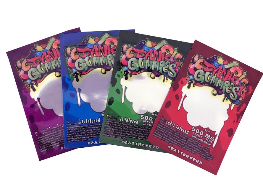 

Dank Gummies Bag Edibles bags Packaging Worms 500MG Edibles Bears Cubes Gummy bags Wholesale