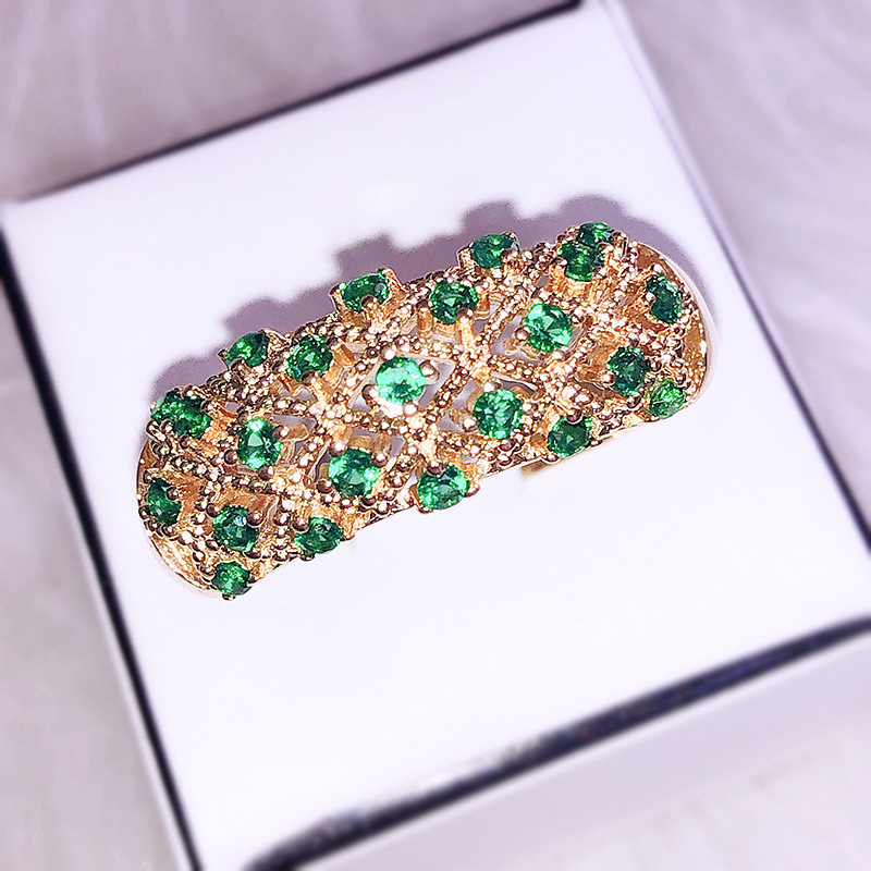 

Color Hatch Ring Woman Emerald Zircon Plating 18k Be Engaged Ring