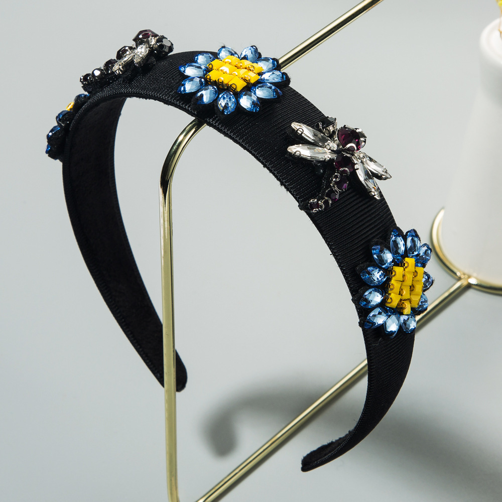 

ins Dragonfly flower hair band female rhinestone wide edge Baroque style hair accessories