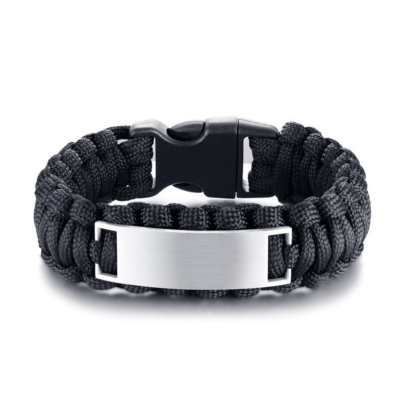 

Yobest Outdoor sports black brown rope men's and women's stainless steel bent card woven bracelet Personalized Jewelry