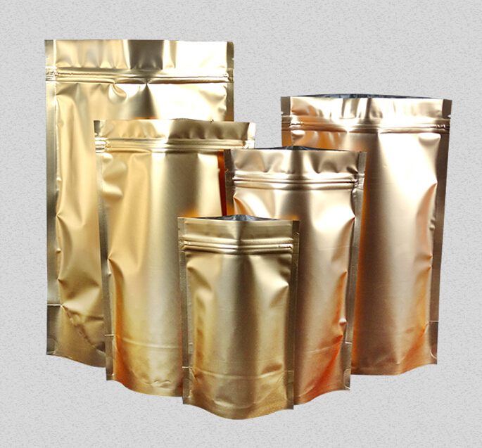

50Pcs Gold stand up pouch with zipper Colorful aluminum foil bag FOR coffee bean packaging bags Various sizes