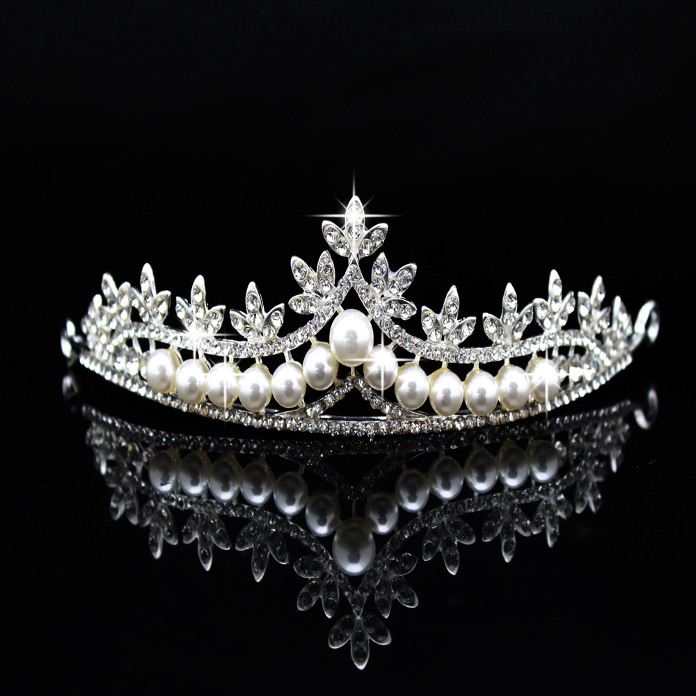 

Luxury Pearl Hairbands for Bride Wedding Party Crystal Crowns and Tiaras Bridal Headpieces Shining Rhinestone Headbands, Silver