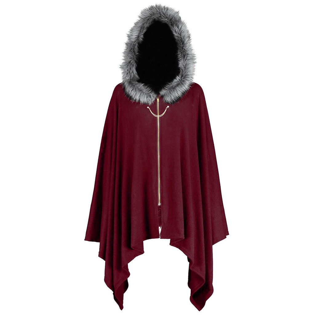 

Coat Plus Size Fashion Women Plus Size Bat Hooded Plush Hat Zipper Holiday Party Cloak Outwear Vintage Causal Party Winter19NOV4, Bk