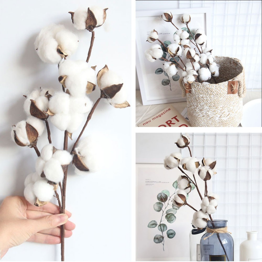 

Naturally Dried Cotton Stems Farm house Artificial Flower Filler Floral Decor artificial flowers garden decoration fake flower, As the picture