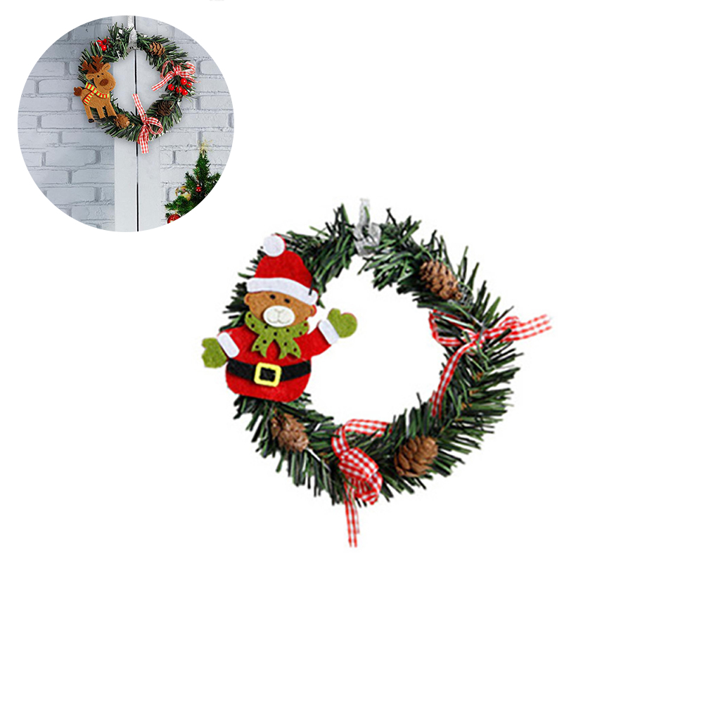 

Christmas Decorated Garland Pine Garland Decoration With Pine Cone Red Berry Bow Diameter 6 Inches - Bear