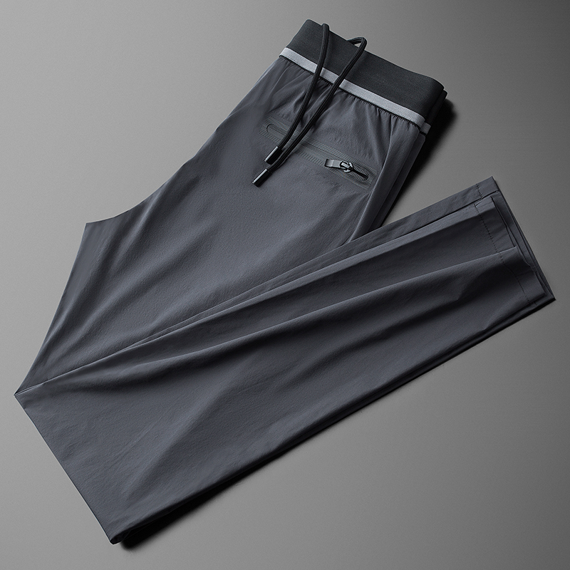 

Minglu Spring Thin Mens Pants Luxury Solid Color Elastic Waist Male Pants Plus Size 29-40 Fashion Slim Fit Casual Men's Trousers, Black