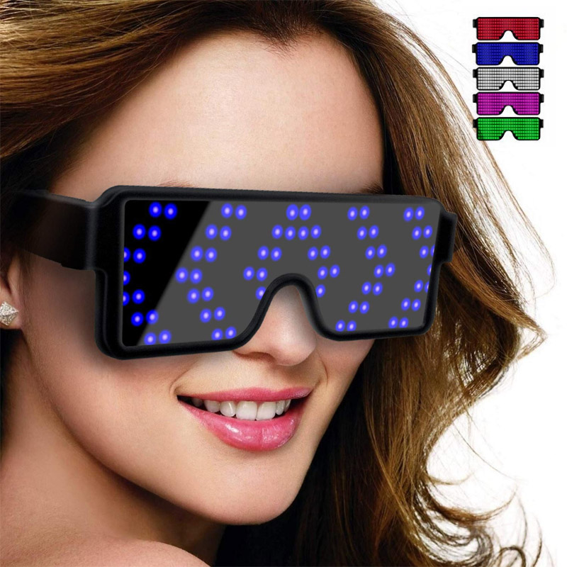 

BRELONG LED luminous glasses party 8 dynamic picture switchable USB charging party bar KTV dress up toys