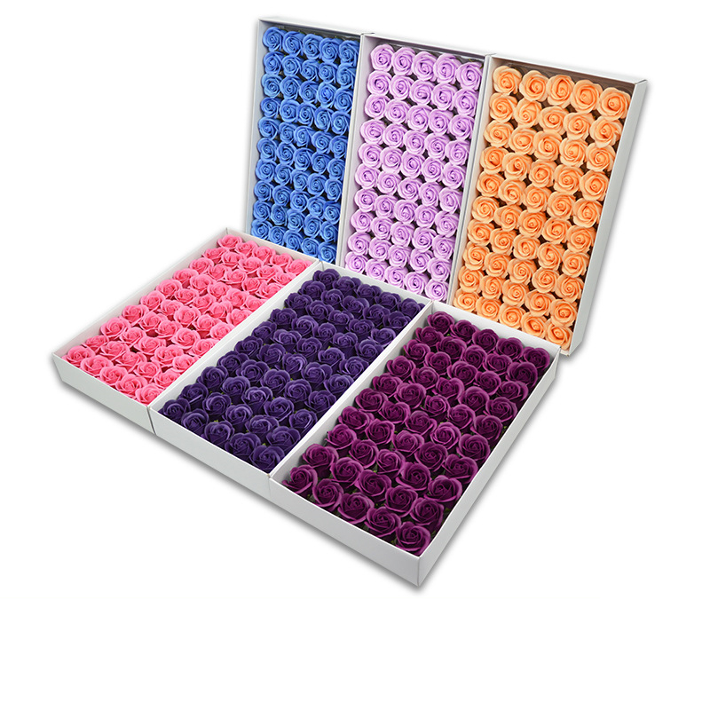 

50PCS Korean Three-layer Rose Soap Flower Head Artificial Flower Soap Bouquet Making Gift Box Souvenir Decoration, Red