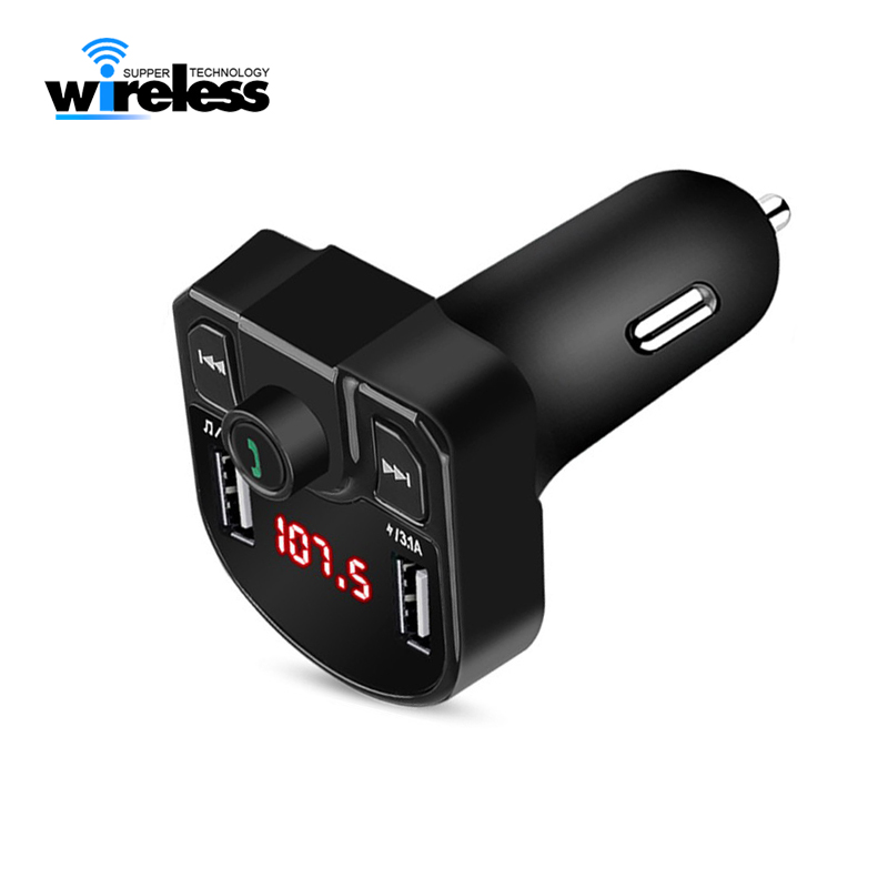 

m9 Car Kit Handsfree Wireless Bluetooth FM Transmitter LCD MP3 Player USB Charger 2.1A support TF USB