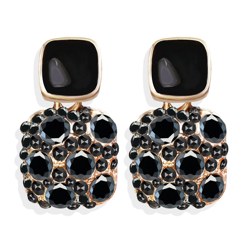 

Square Diamond Earrings Originality Concise Barlow Geometry Black Ear Nail